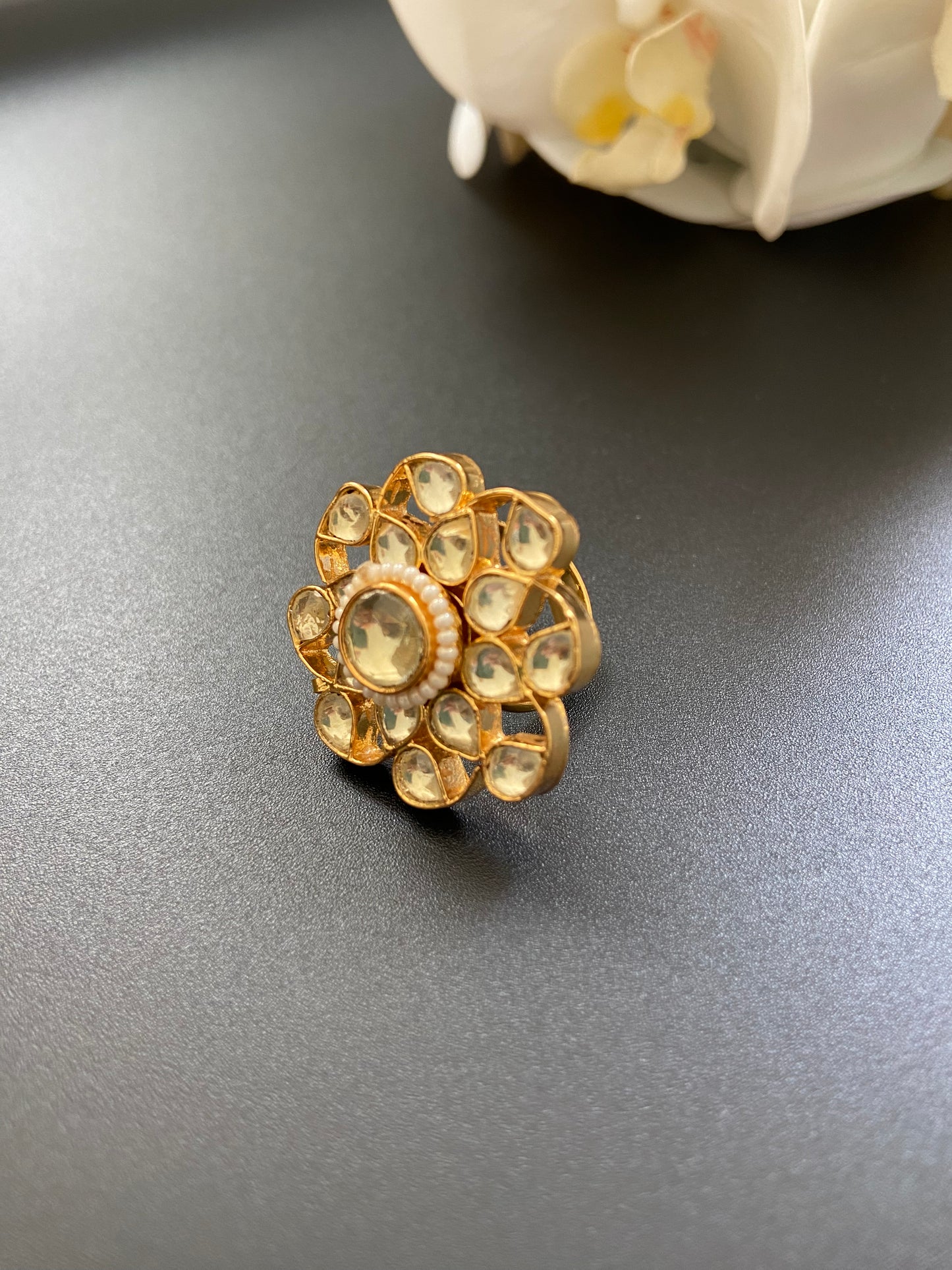 Floral Kundan Ring