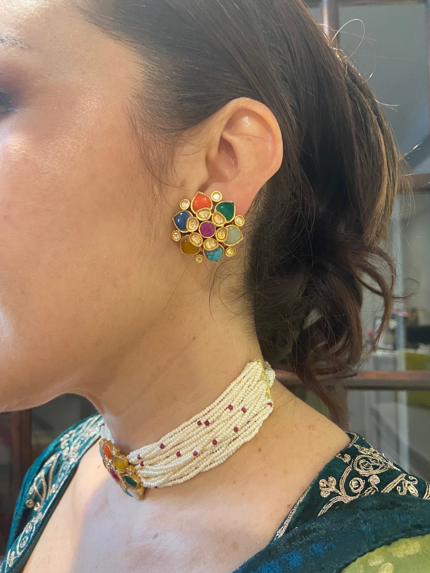 Navratan Floral Choker Set