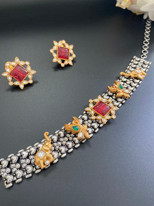 Two Toned Glimmer Choker Set