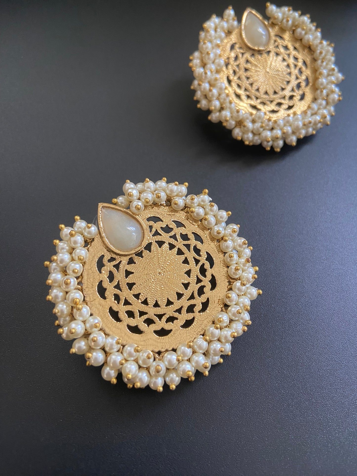 Golden Filigree and Pearl Drop Earrings