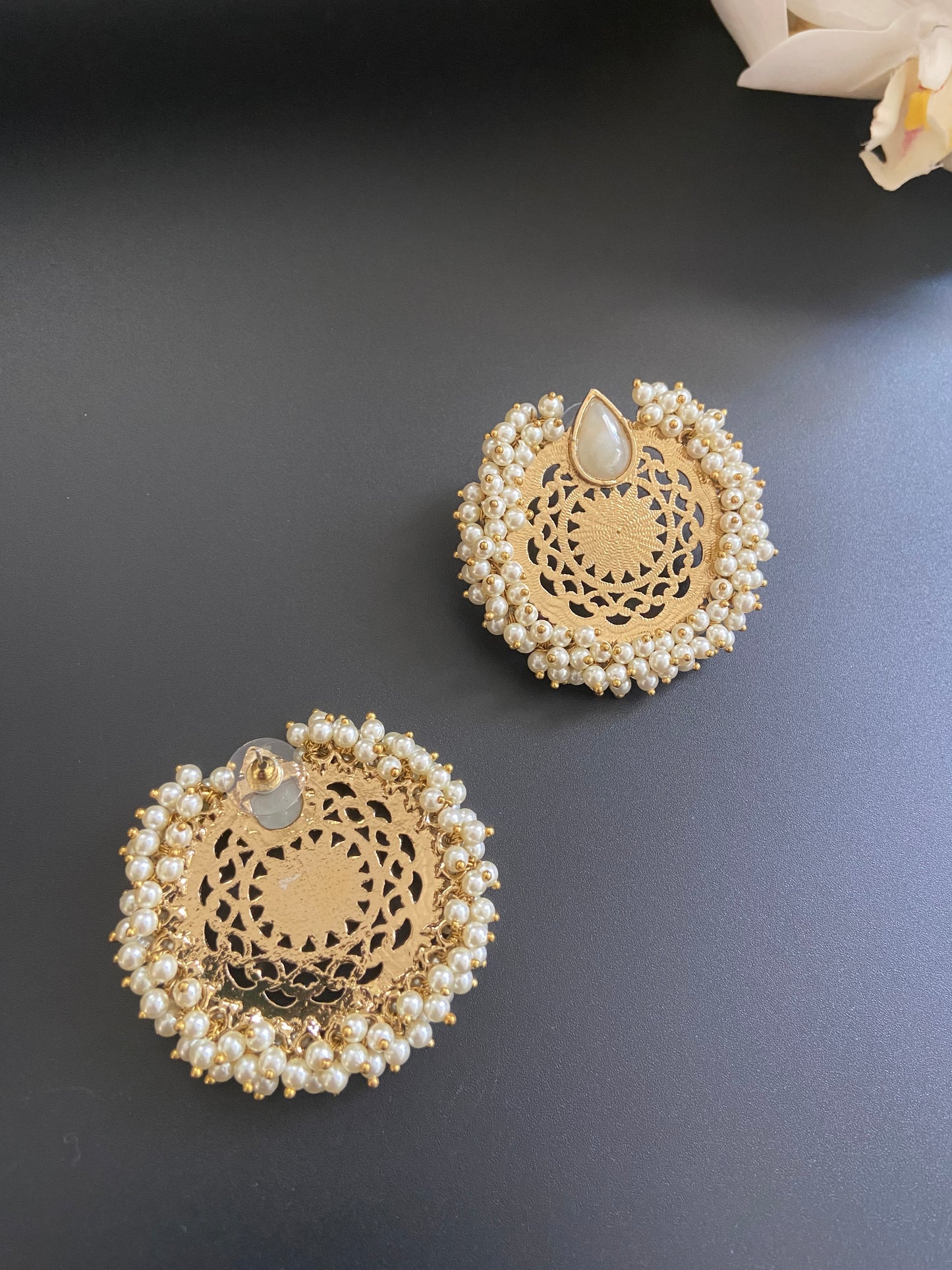 Golden Filigree and Pearl Drop Earrings