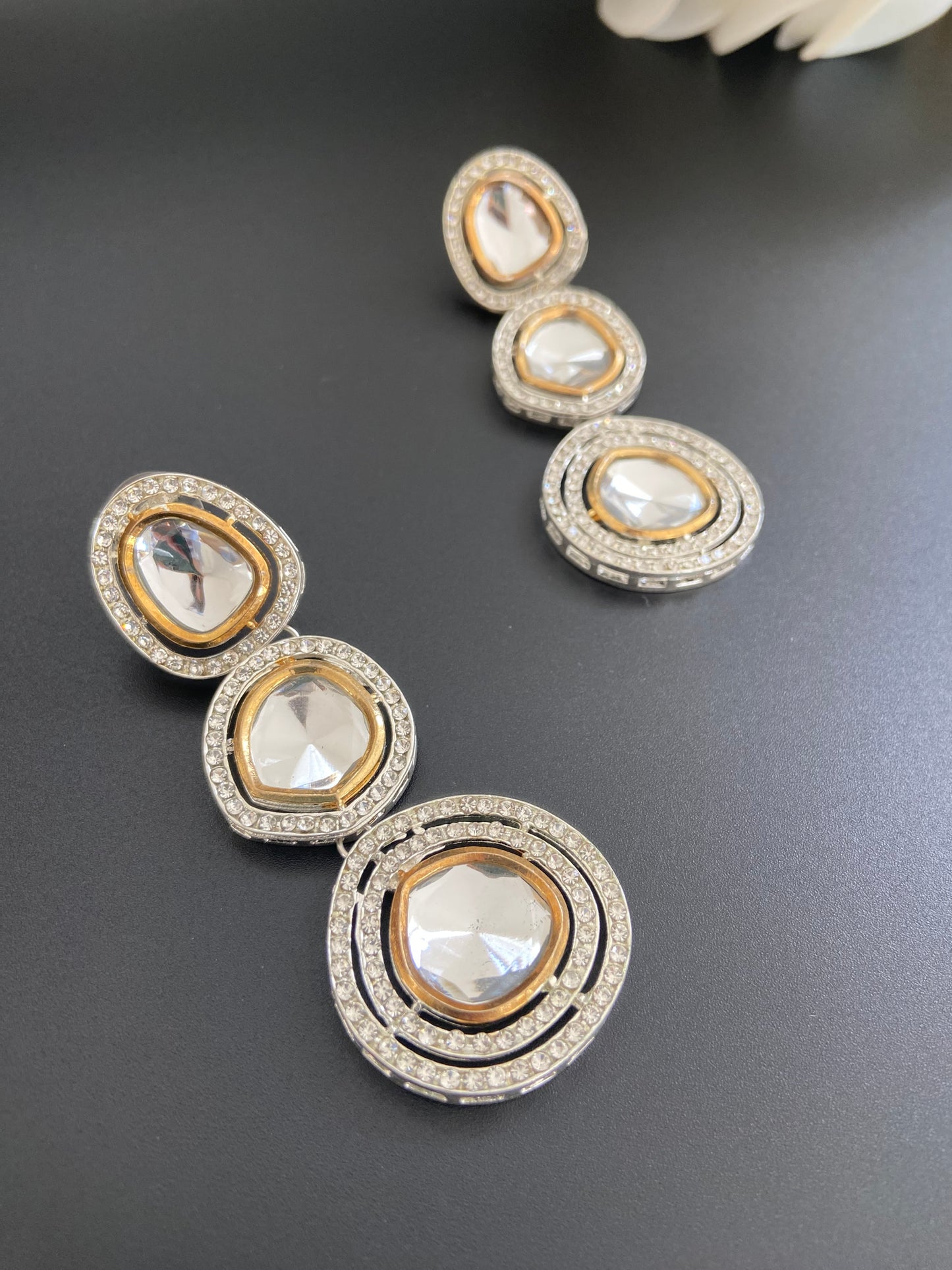 Two Toned Crystal Earrings