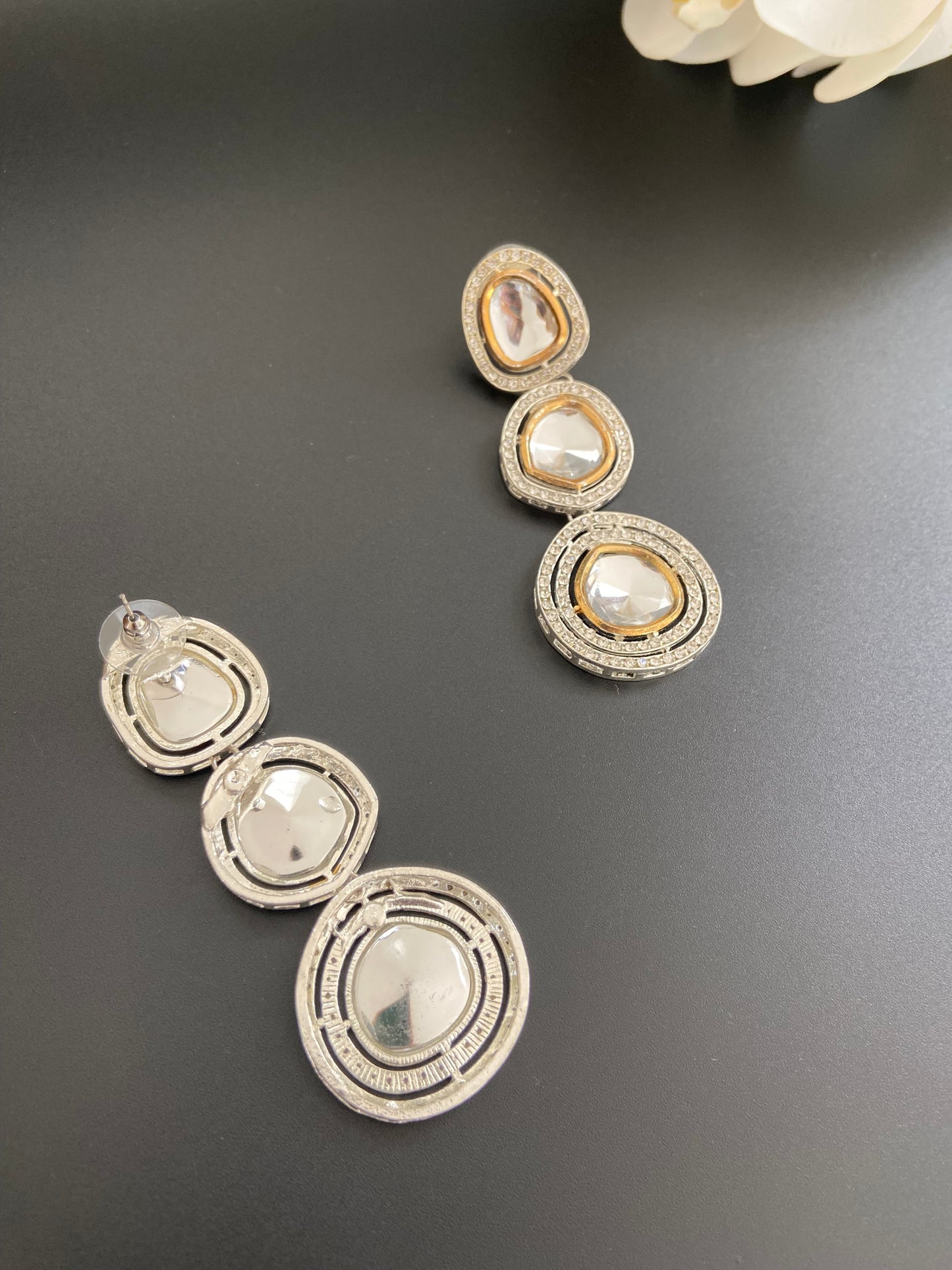 Two Toned Crystal Earrings