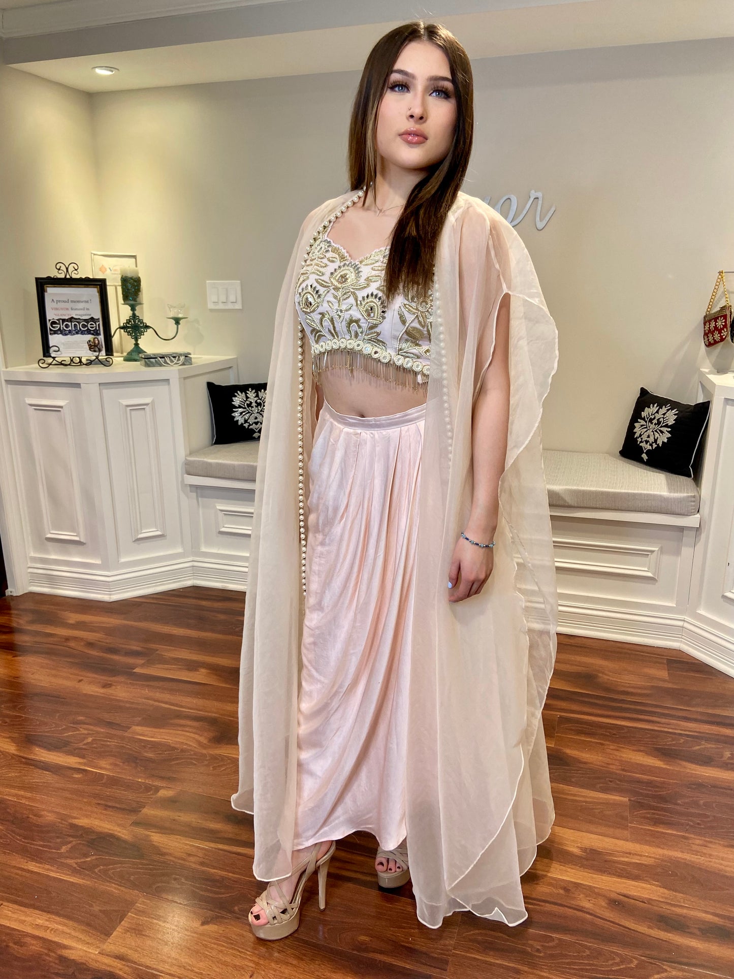 Baby Pink Cape Ensemble