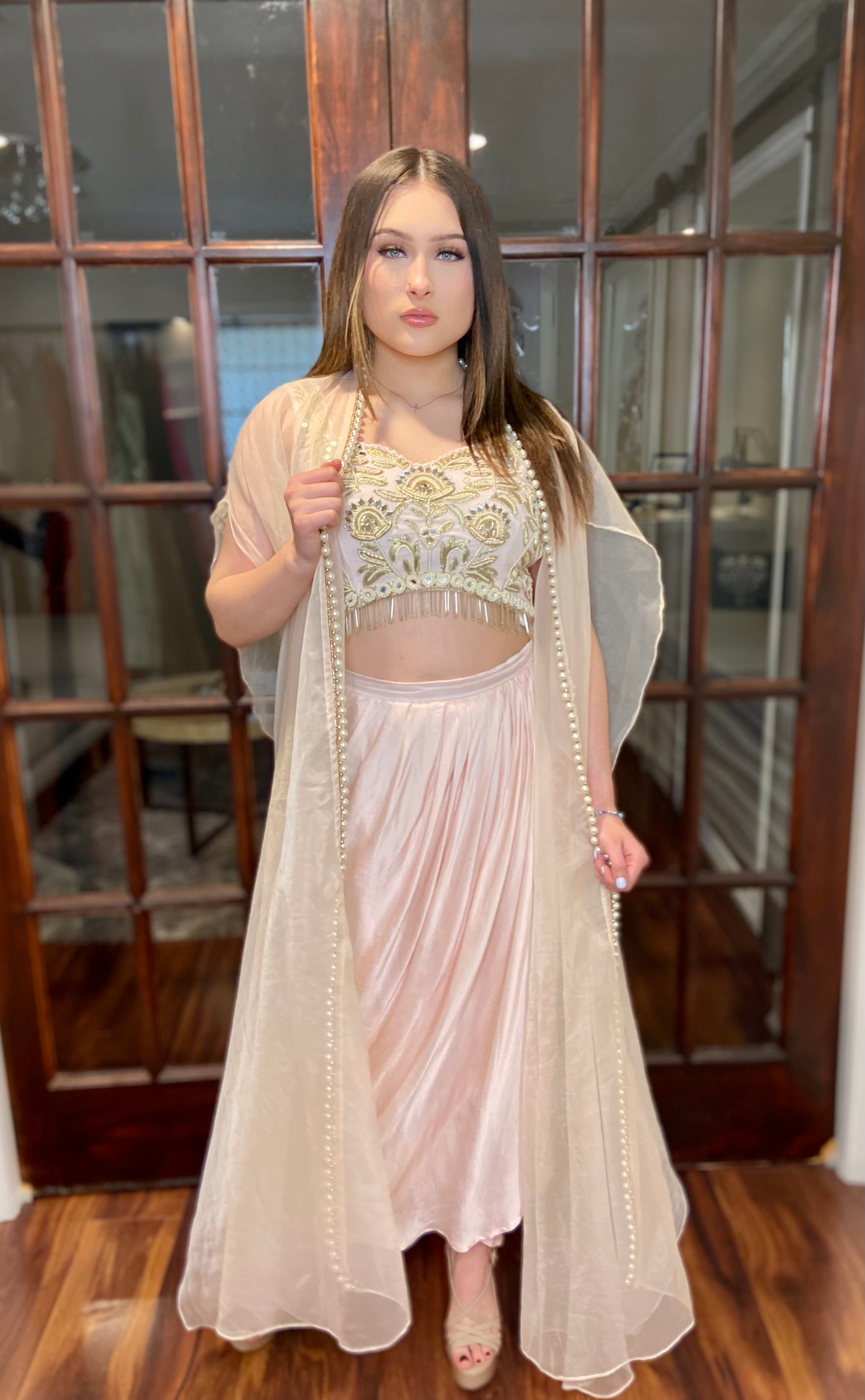 Baby Pink Cape Ensemble