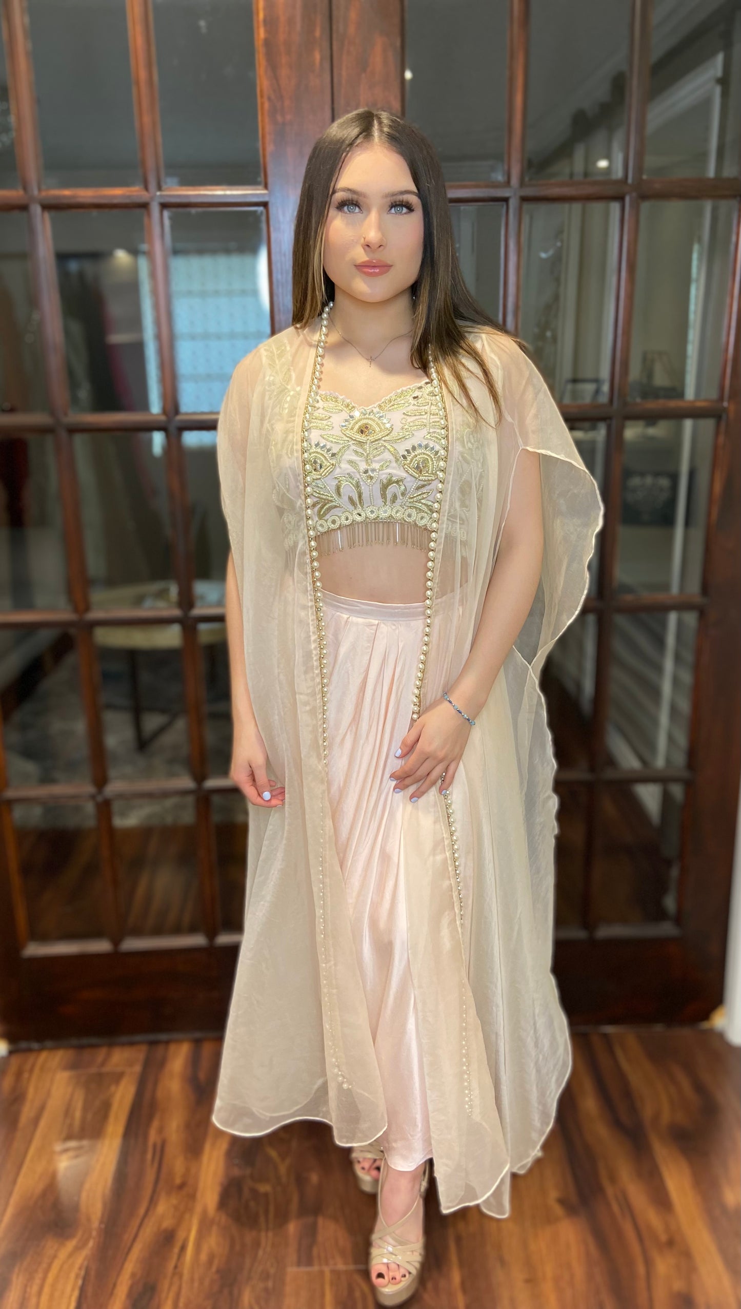 Baby Pink Cape Ensemble