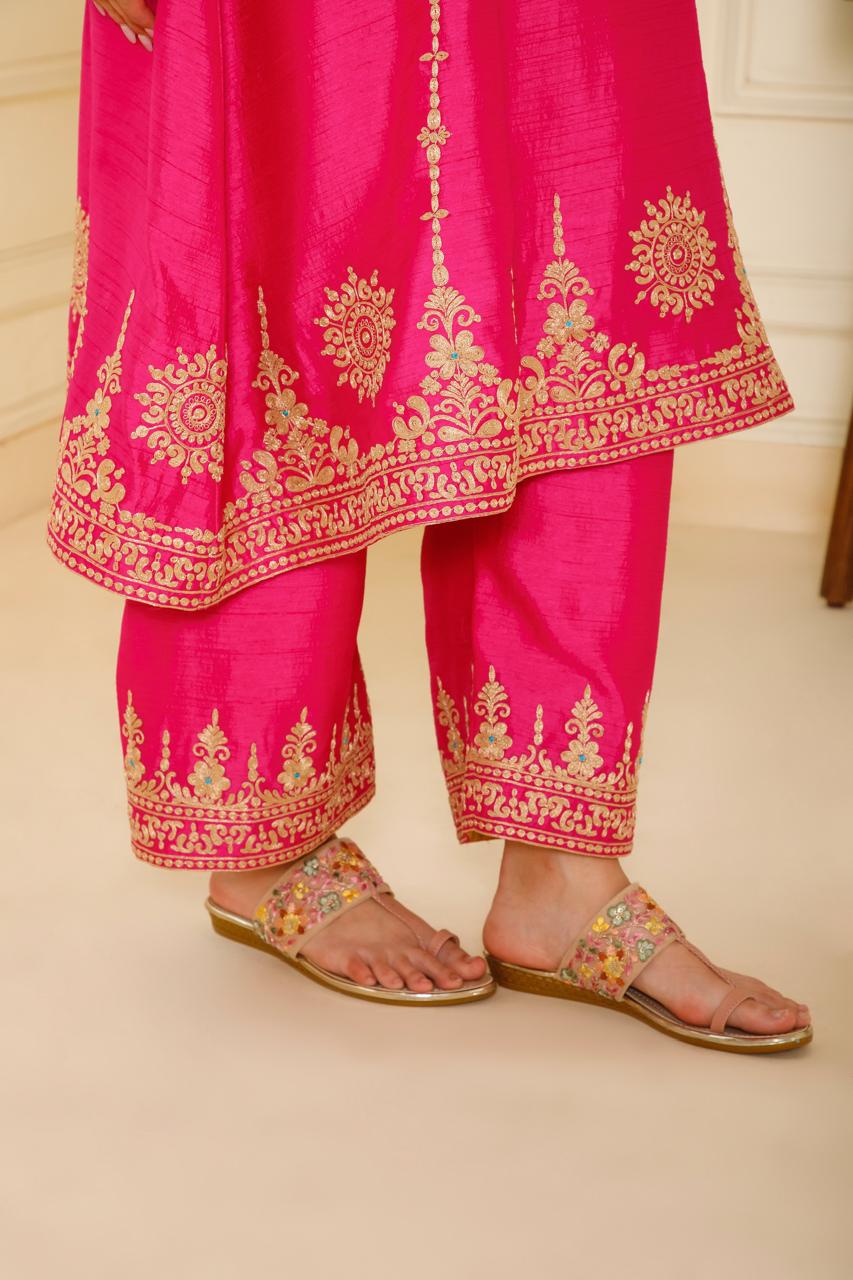 Radiant Pink Silk Suit
