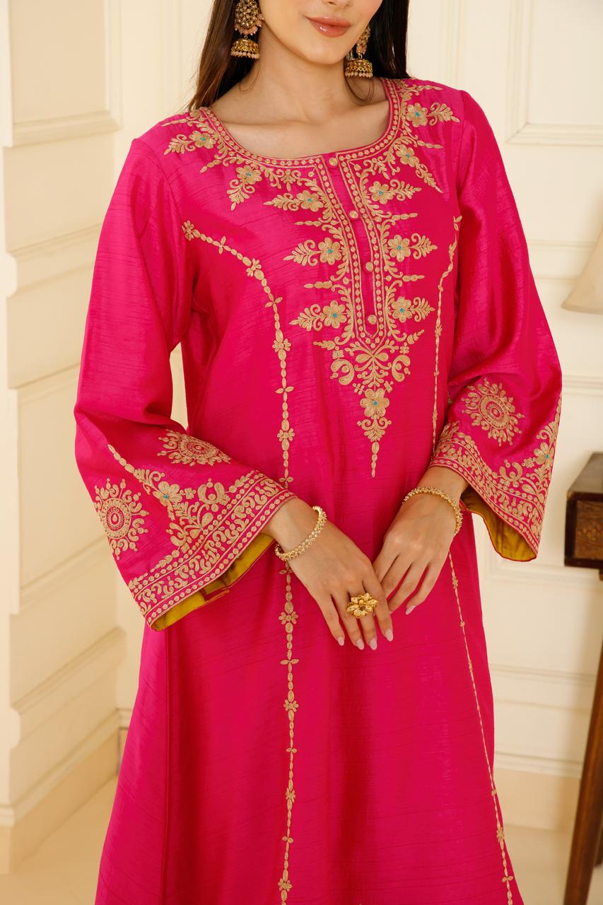 Radiant Pink Silk Suit