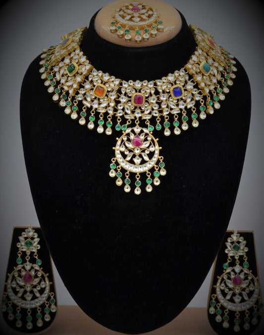 Navratans Chandbali Choker Set - Made to Order only