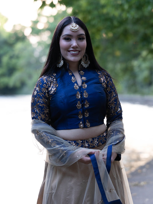 Royal Navy Blue Silk lehenga