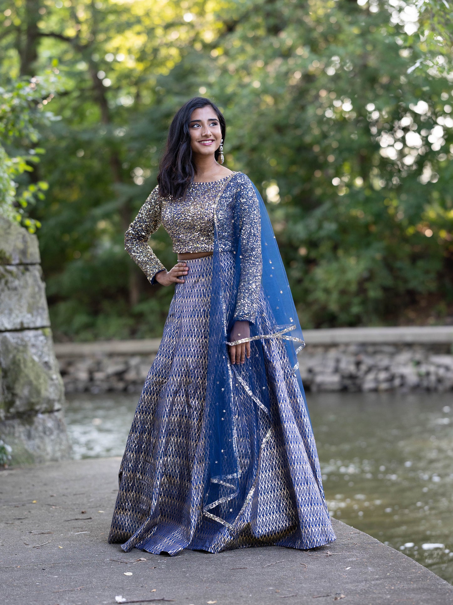 Radiant Blue Sequins Lehenga