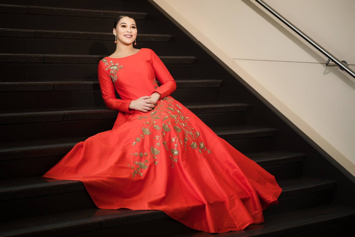 Coral Silk Gown by Vibgyor