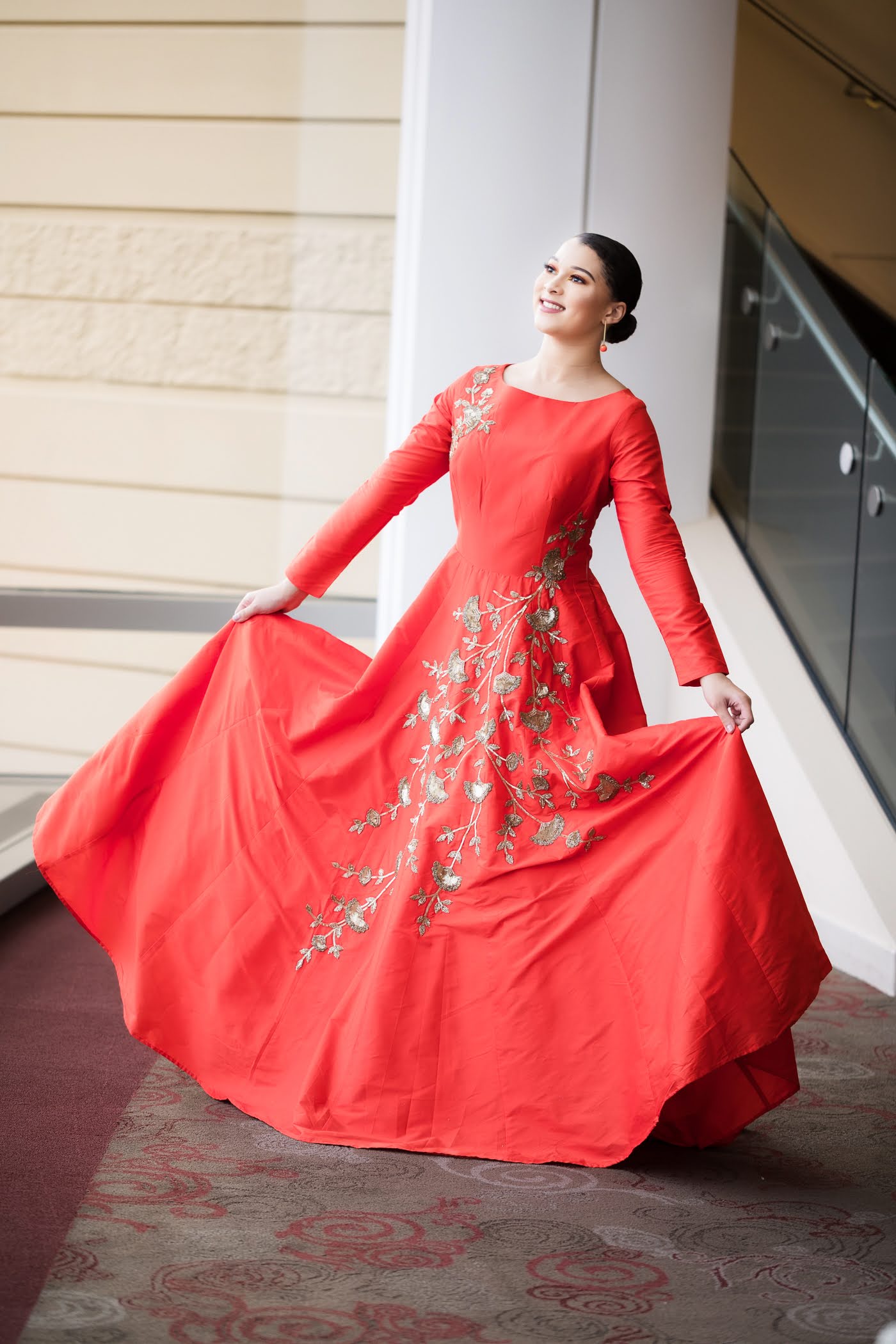 Coral Silk Gown by Vibgyor