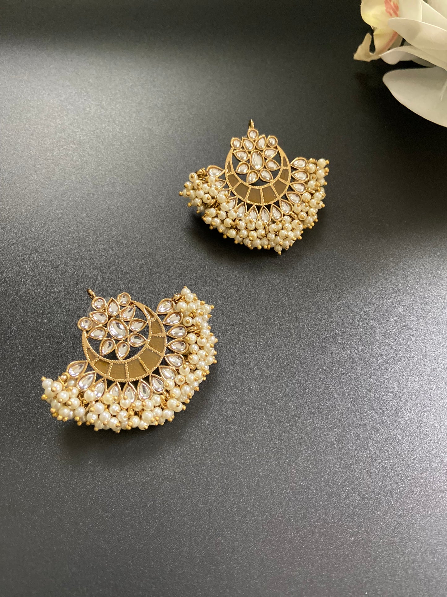 Kundan Chandbali Cluster Earrings