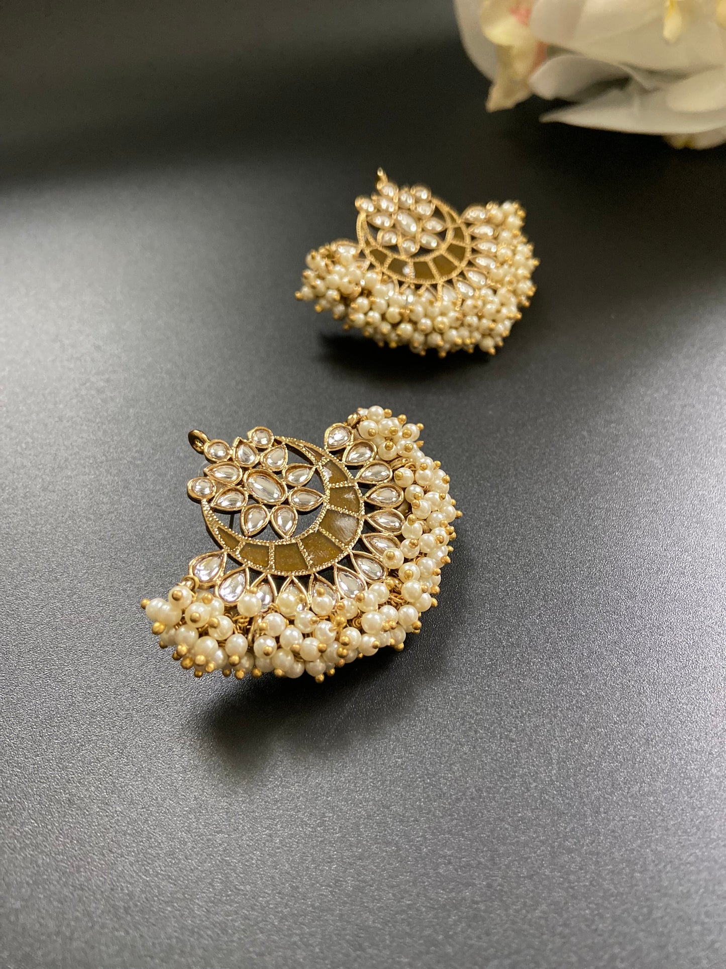Kundan Chandbali Cluster Earrings