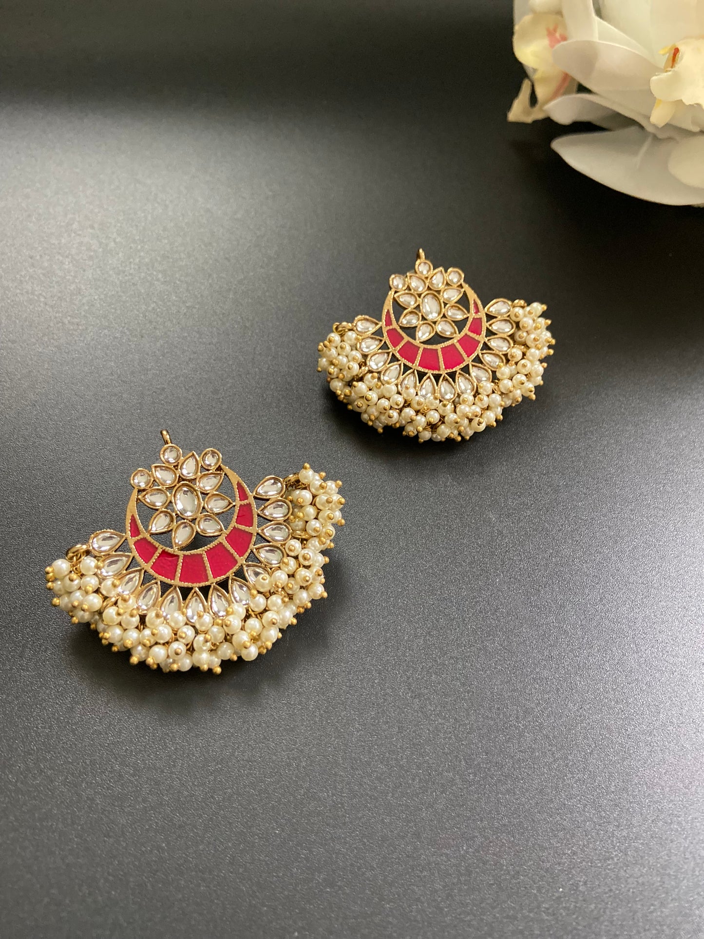 Kundan Chandbali Cluster Earrings