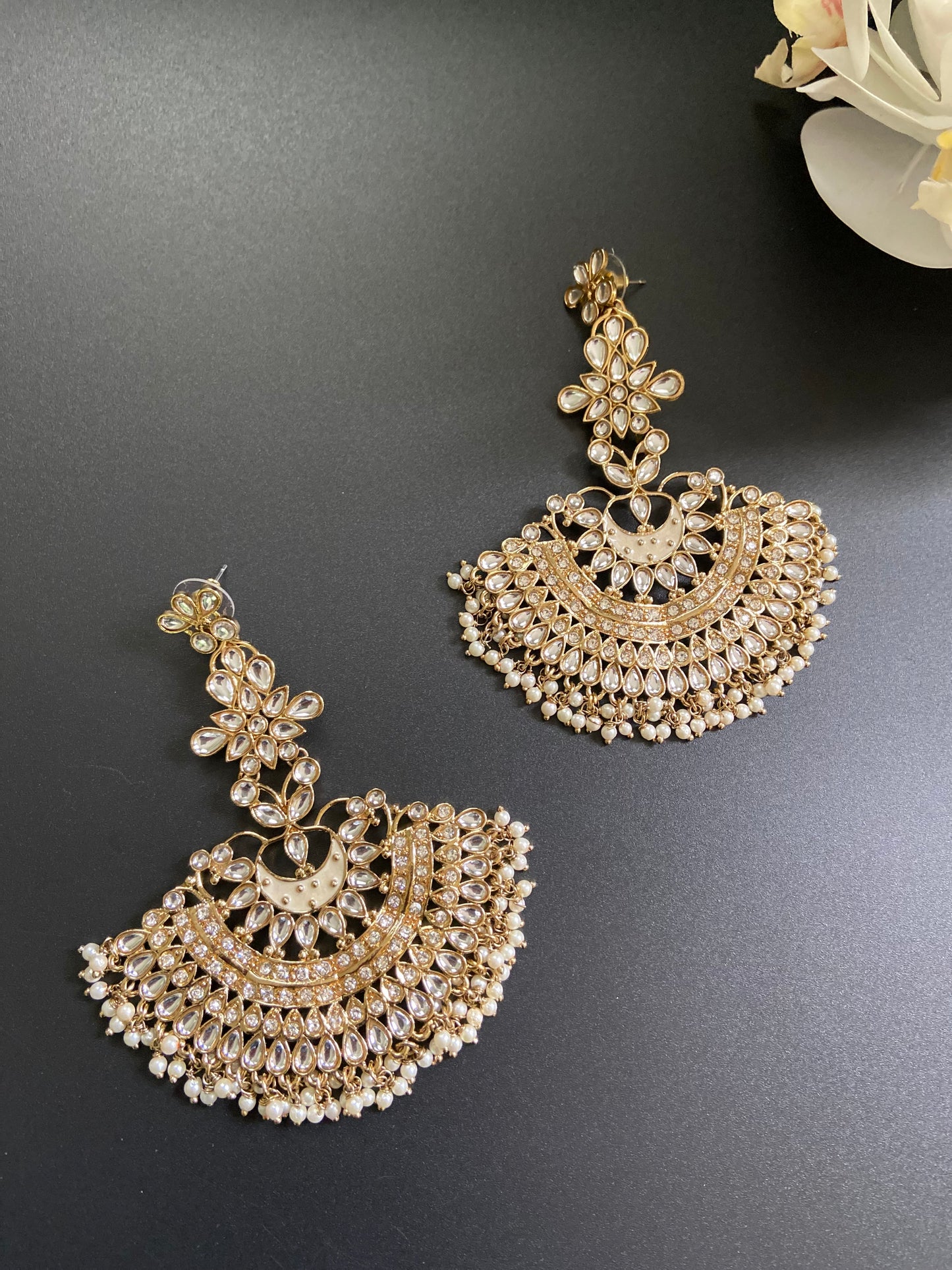 Gold Collar Floral Earrings