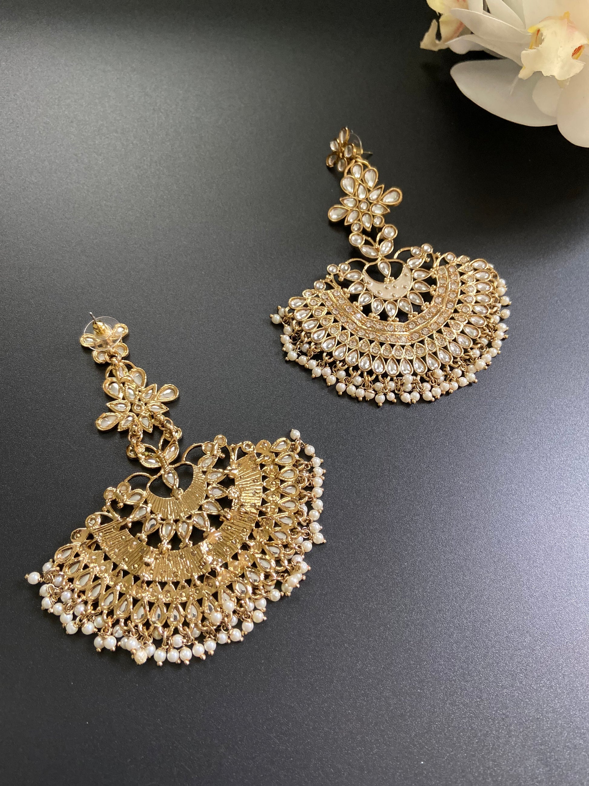 Gold Collar Floral Earrings