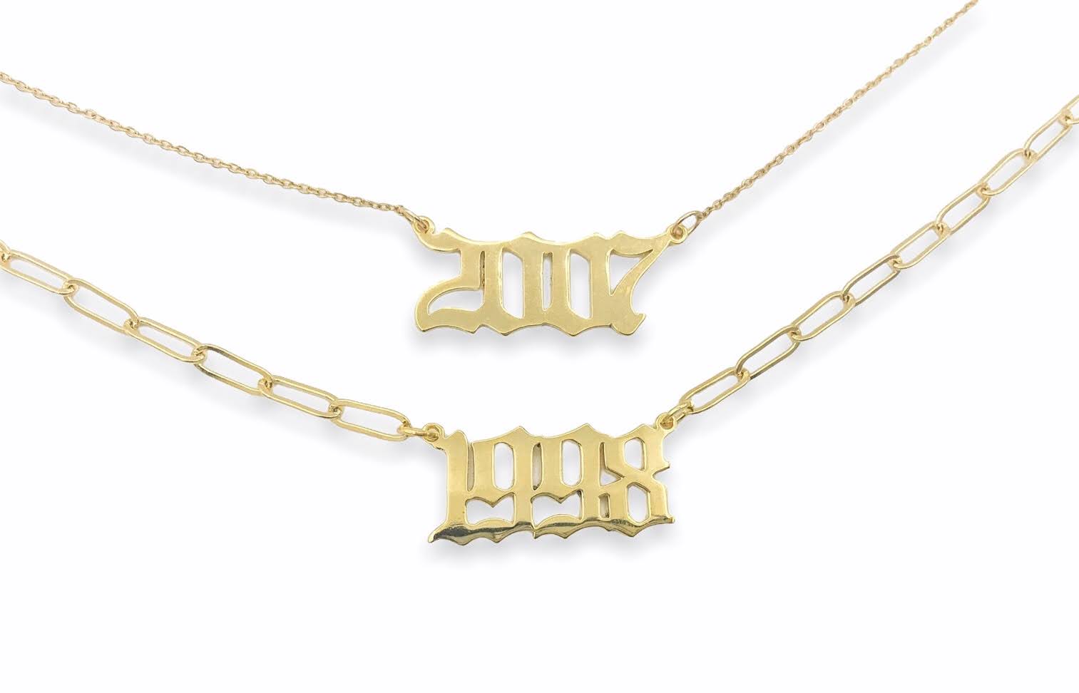 birthyear necklace gold fashion trendy jewelry
