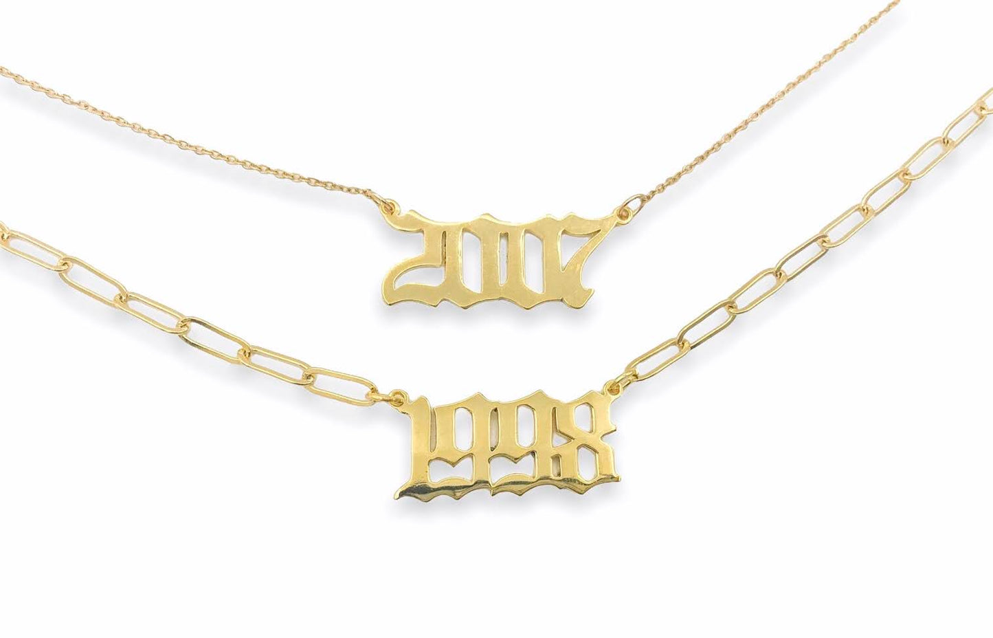 birthyear necklace gold fashion trendy jewelry