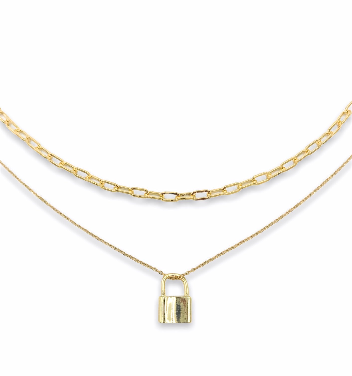 lock necklace paperclip chain trendy jewelry fashion pintrest combo stacked necklaces