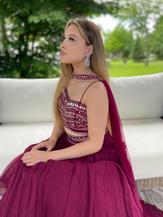 Neck Dupatta Lehenga Choli by Vibgyor