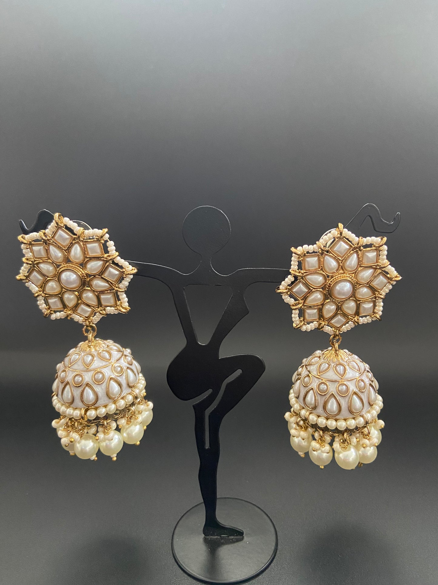 Pearly Geometric Jhumkas