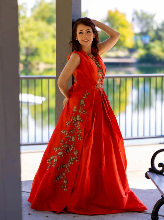 Orange Silk Gown