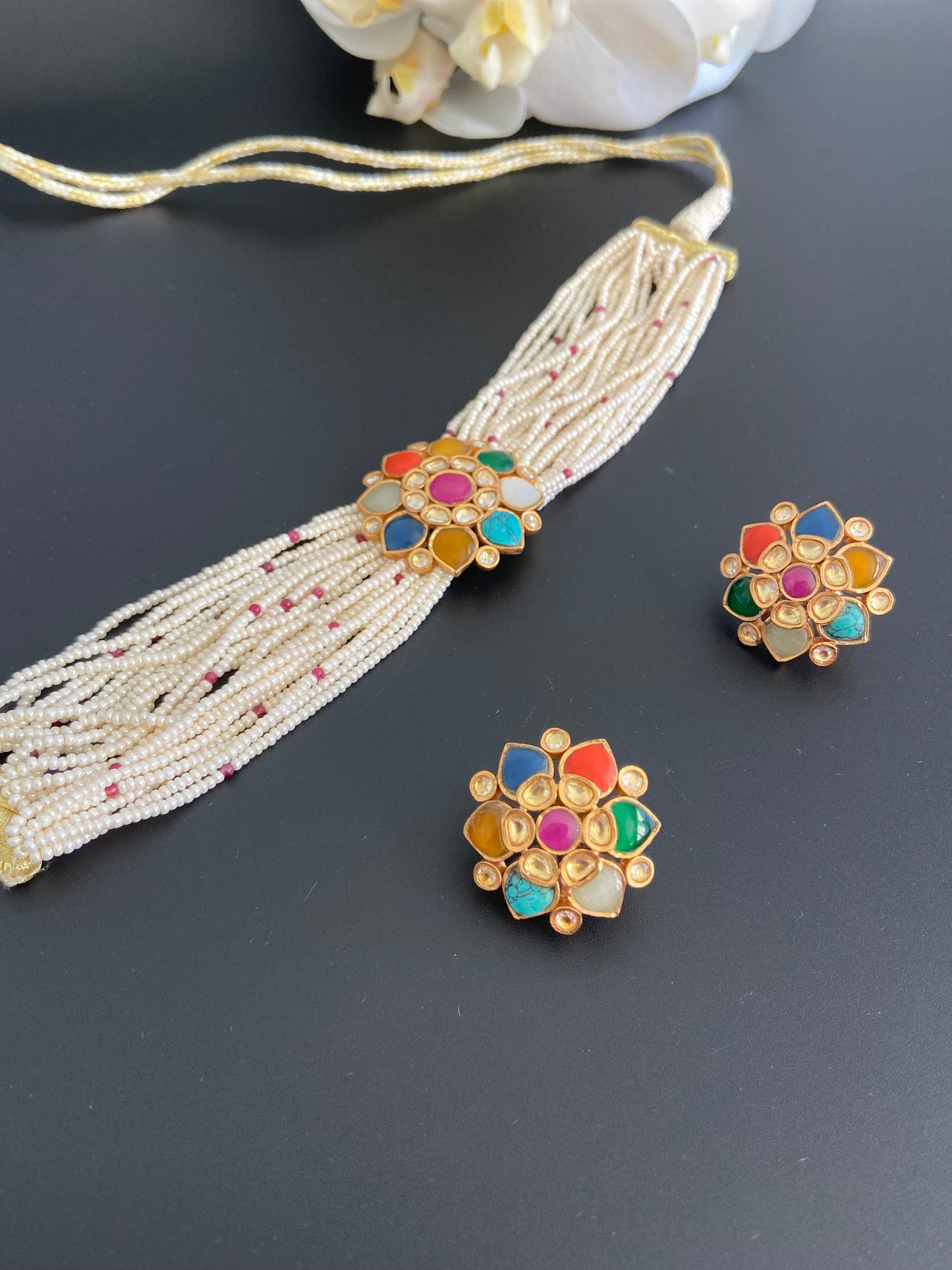 Navratan Floral Choker Set
