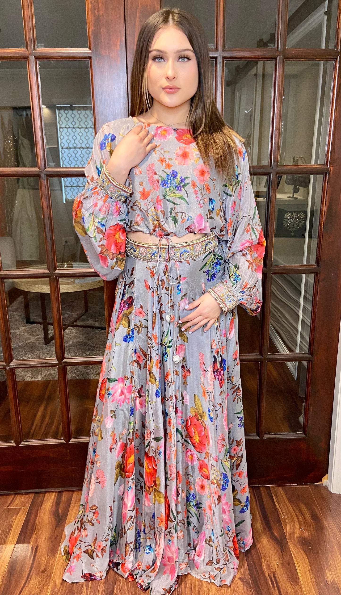 Floral Crop top & skirt