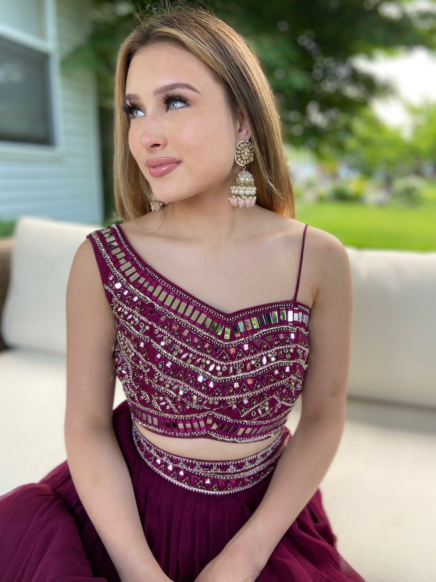 Monochrome large stud Jhumkas