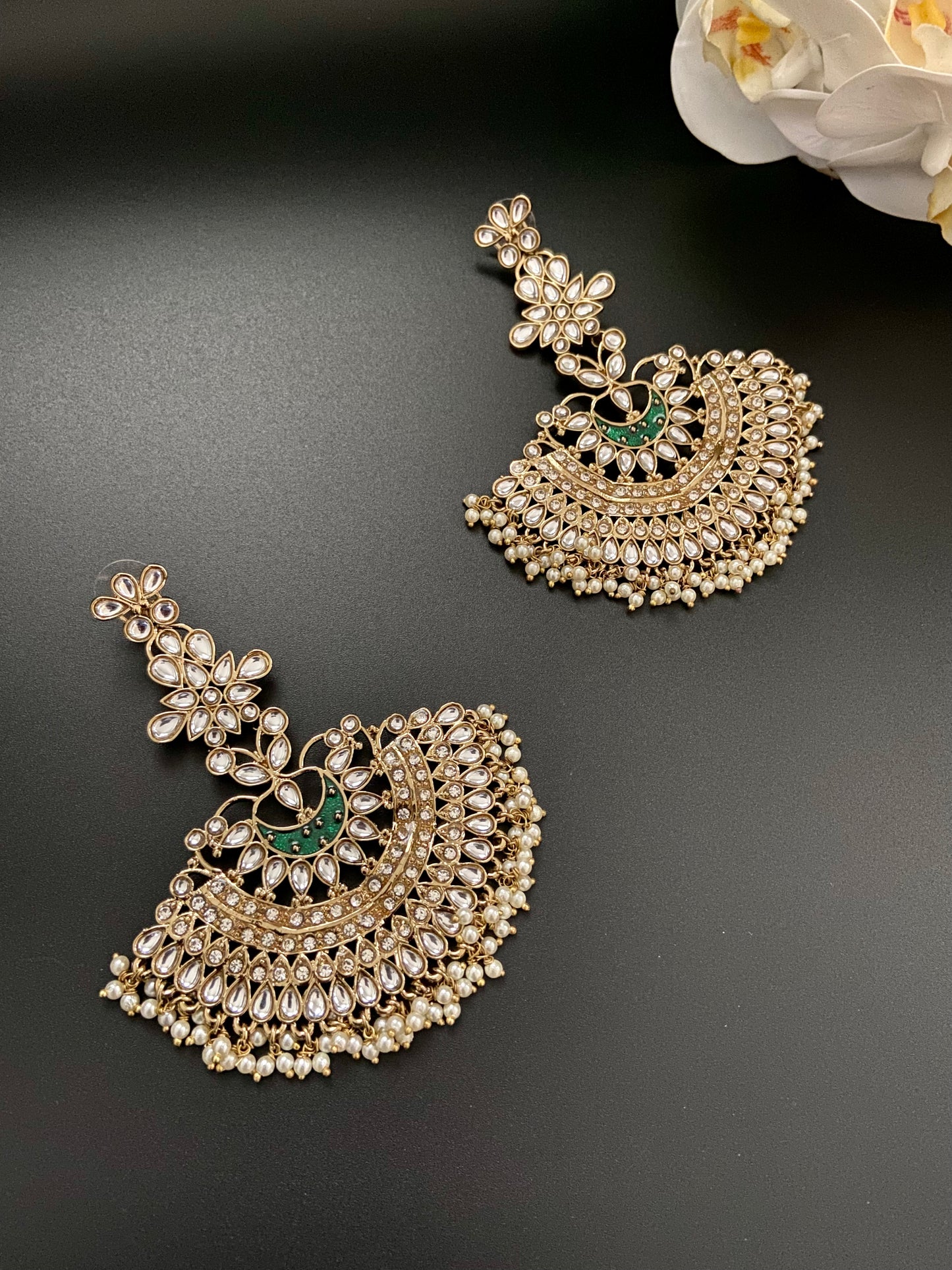 Gold Collar Floral Earrings