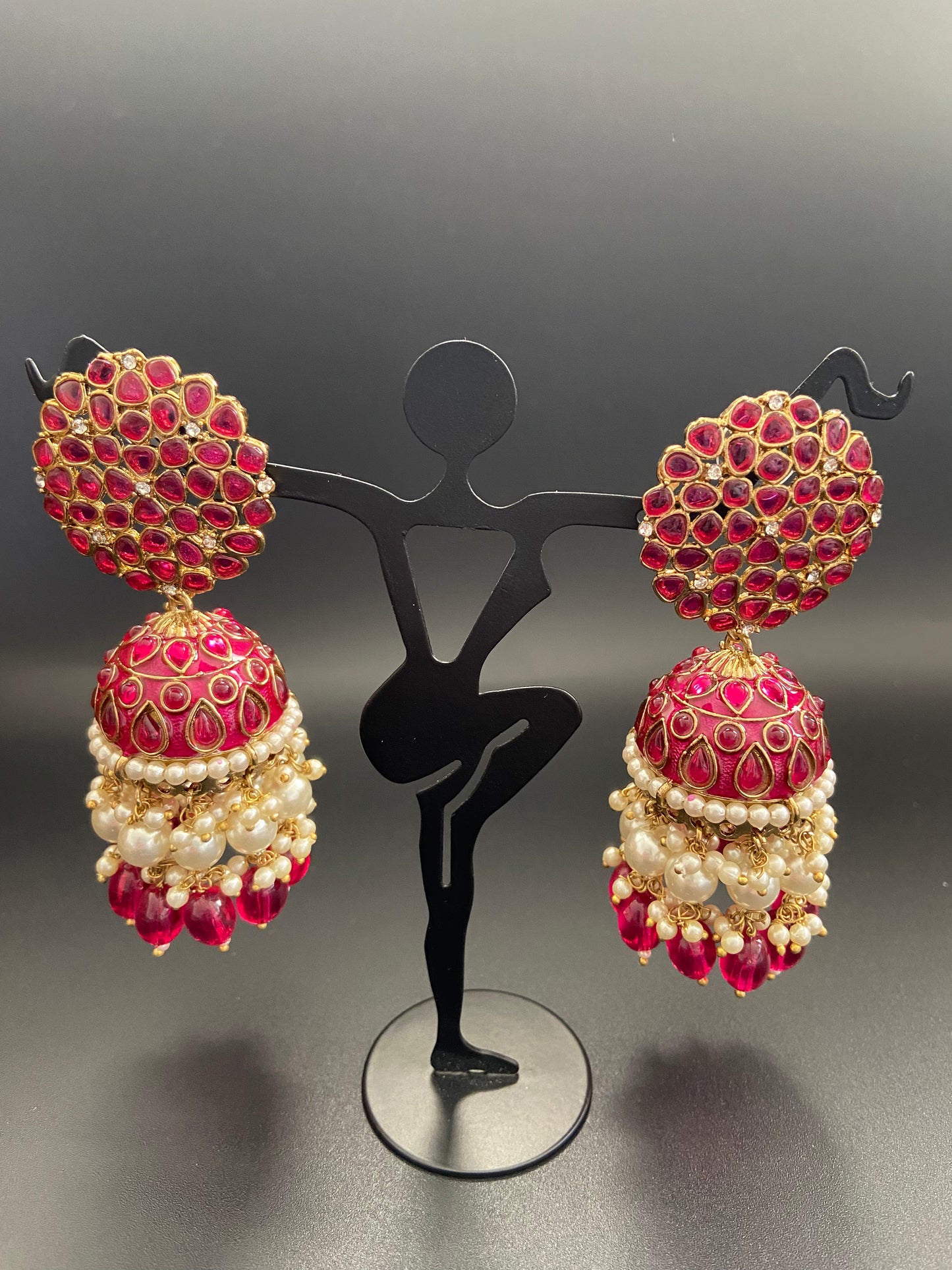 Ruby pink jhumkas