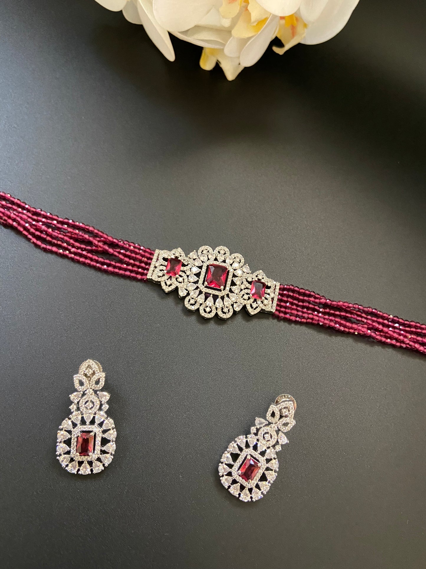 Ruby Red Choker Fusion Set