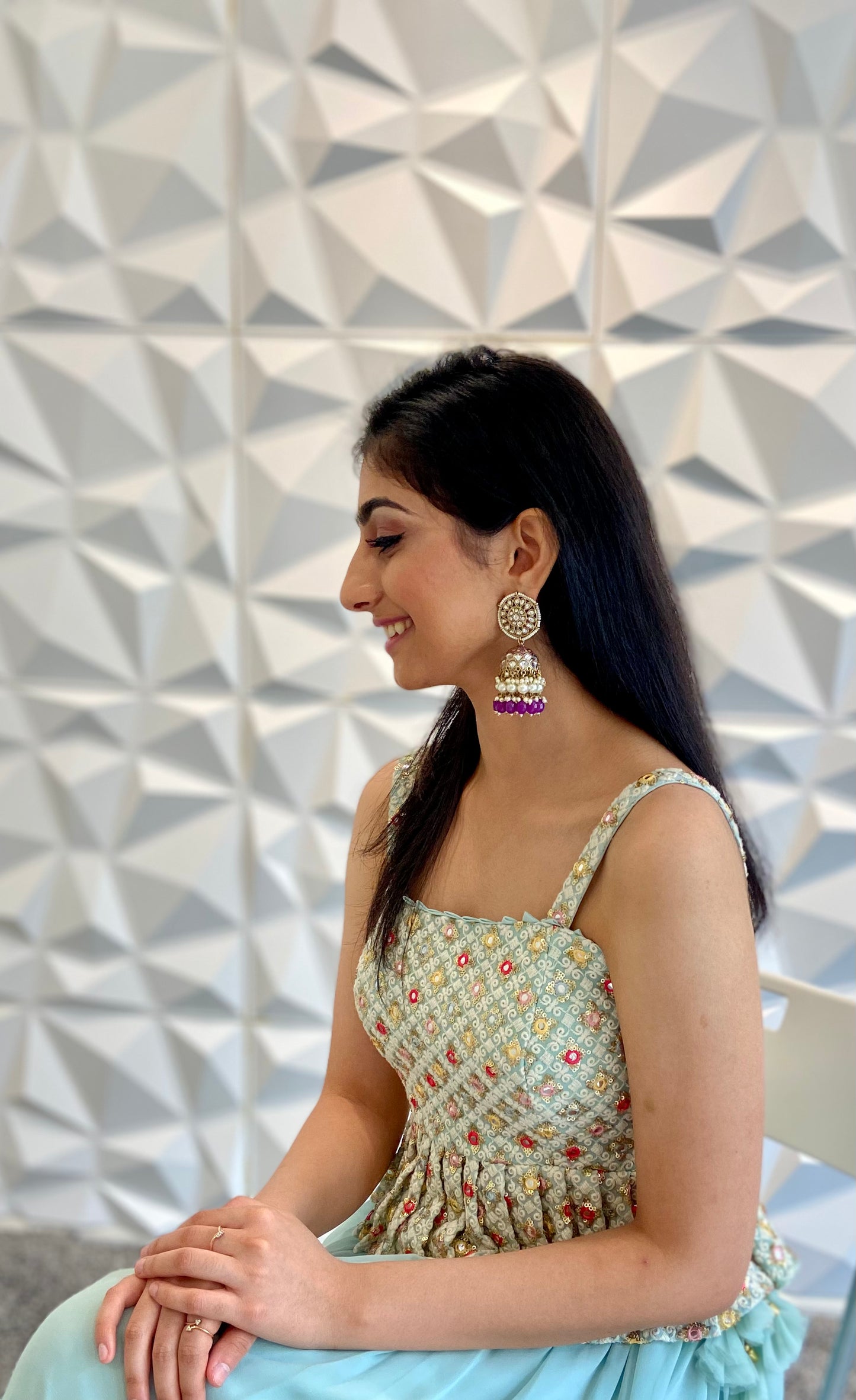 Monochrome large stud Jhumkas