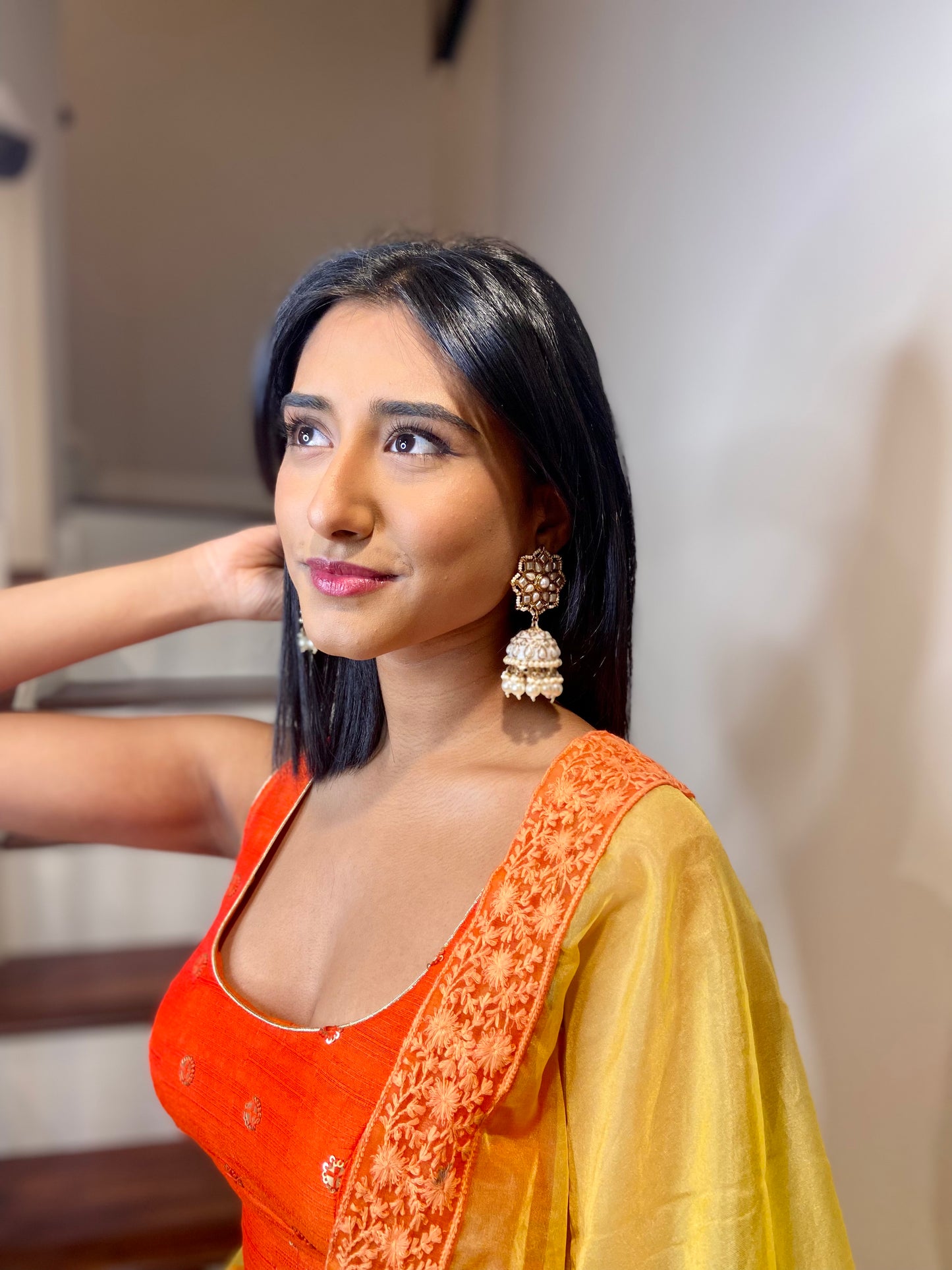 Pearly Geometric Jhumkas