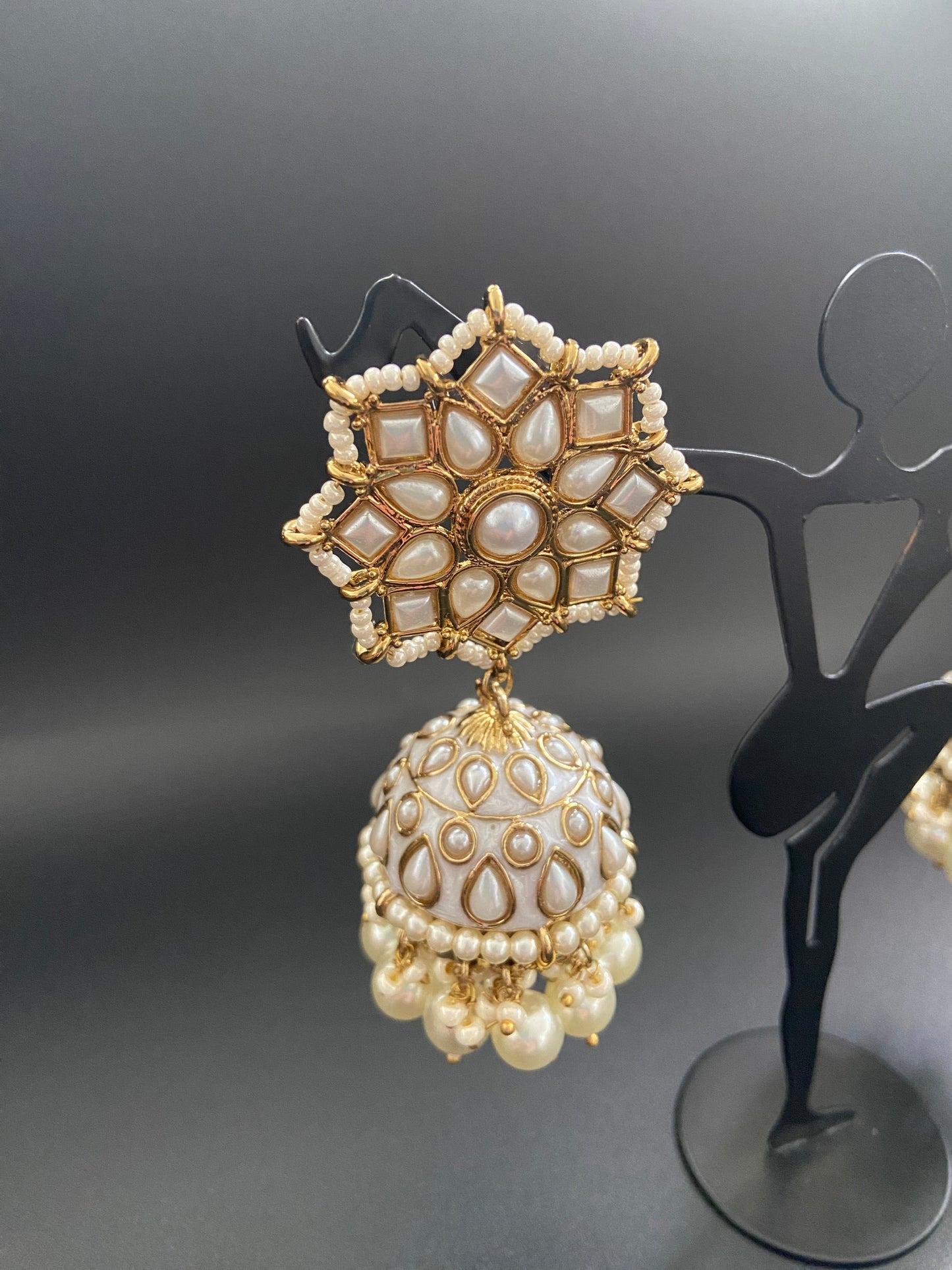 Pearly Geometric Jhumkas