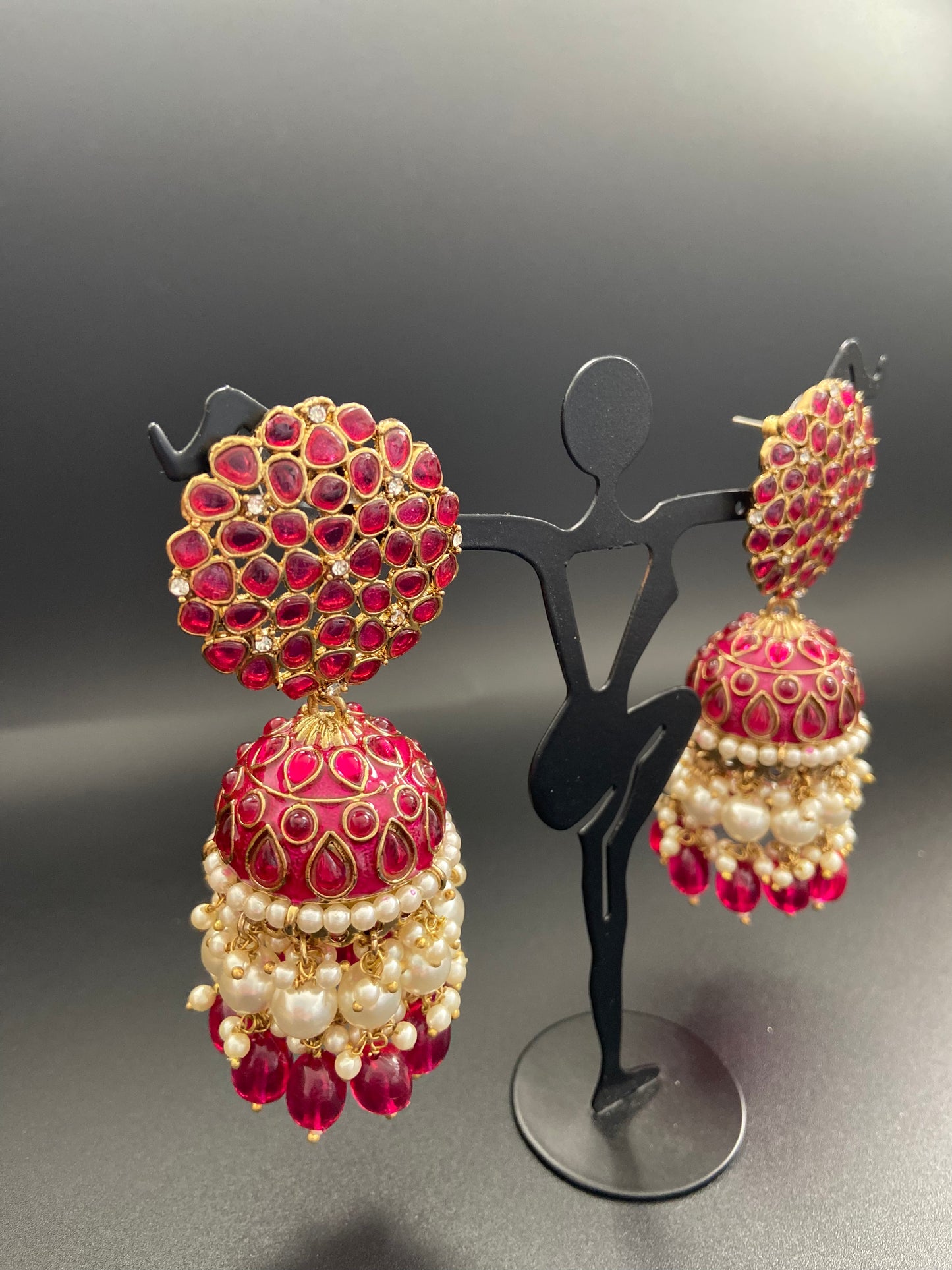 Ruby pink jhumkas
