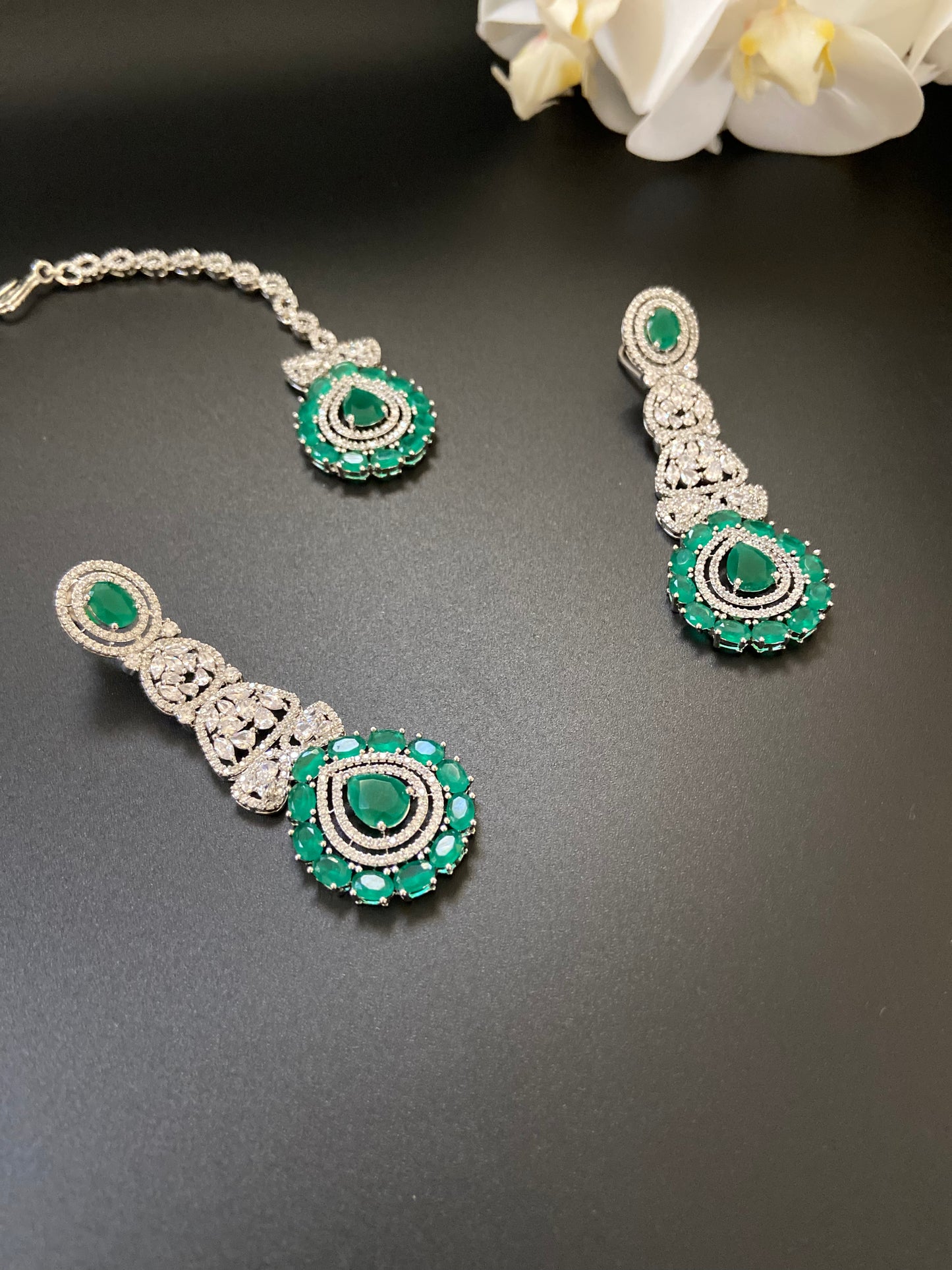 Chandelier Earrings with Tikka