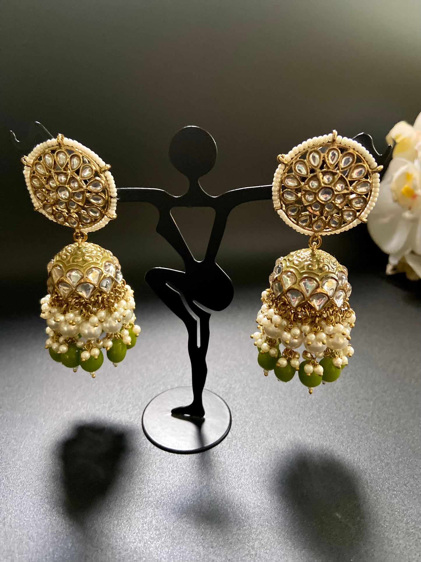 Monochrome large stud Jhumkas