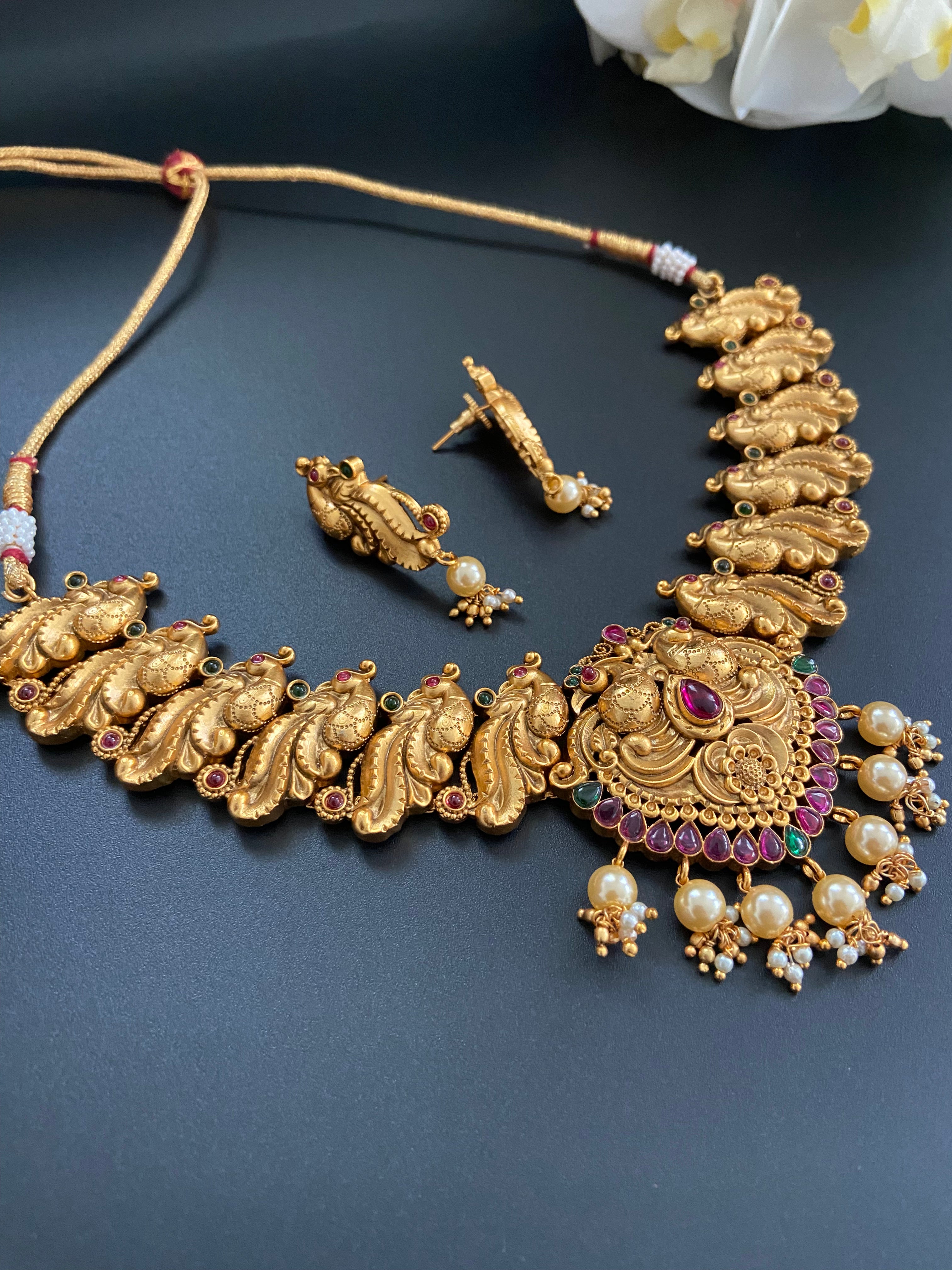 Peacock Motif Necklace Set