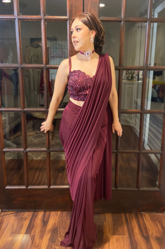 Predraped sari