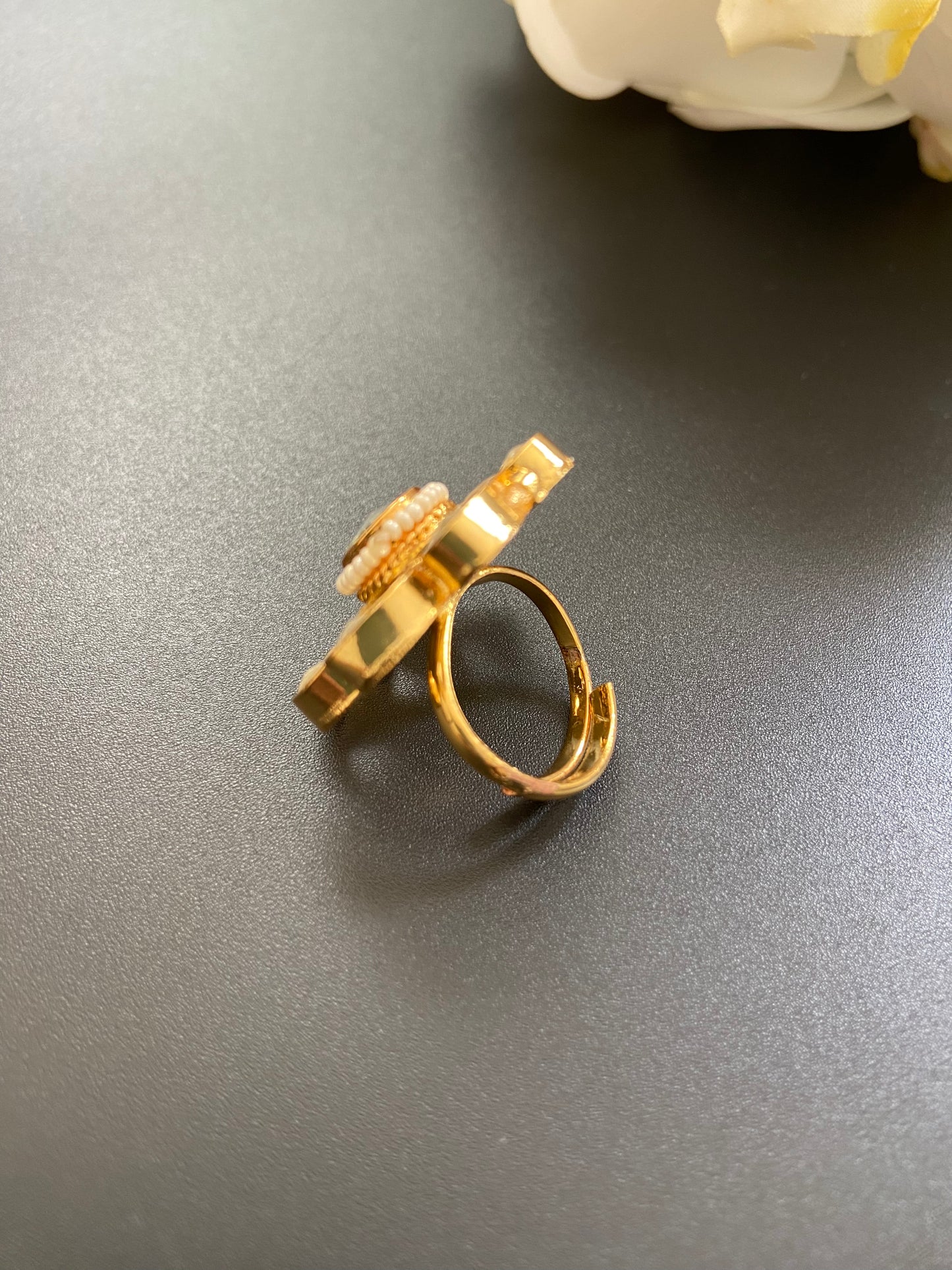 Floral Kundan Ring