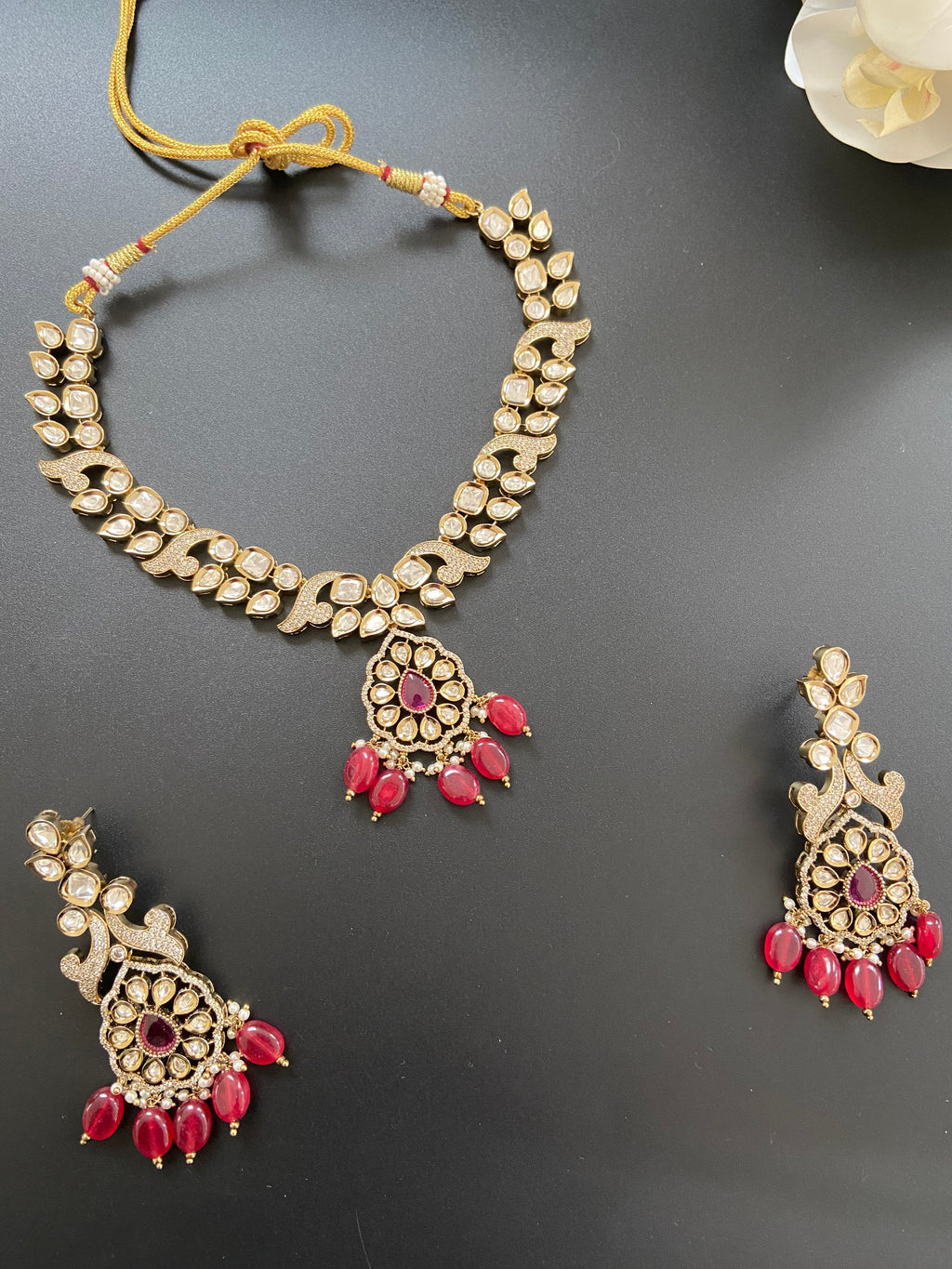 Red Kundan Necklace Set