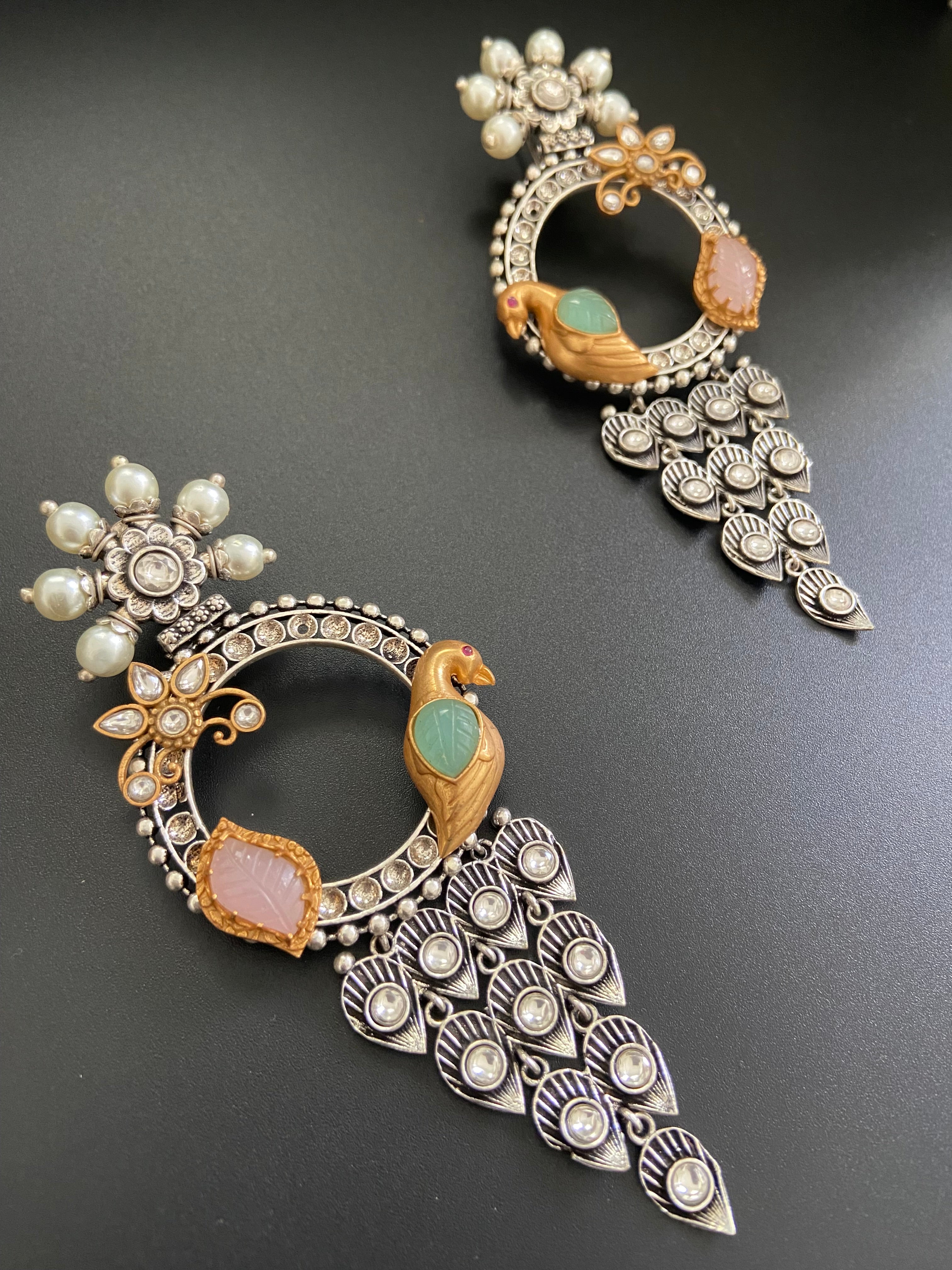 Pearly Peacock Earrings