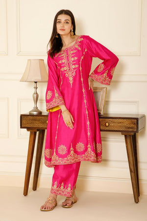 Radiant Pink Silk Suit