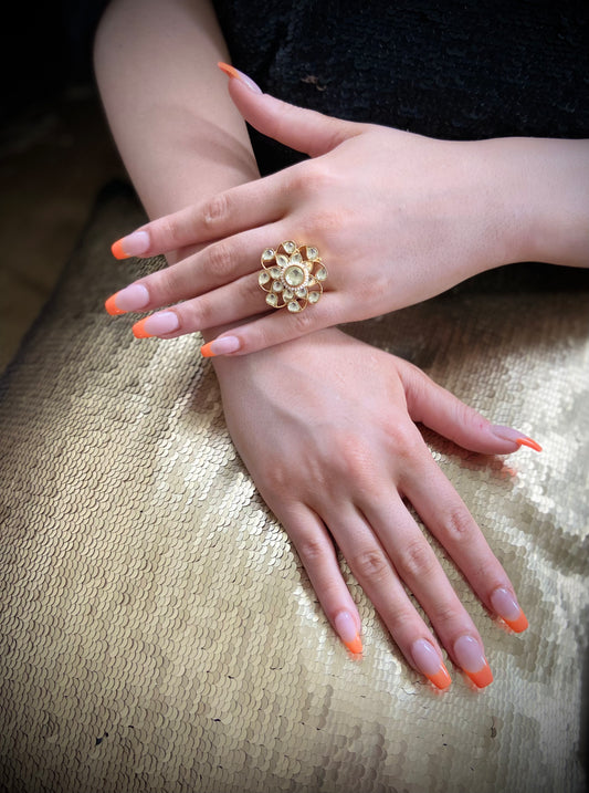 Floral Kundan Ring