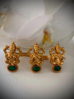 Gold plated 2 finger goddess lakshmi ring