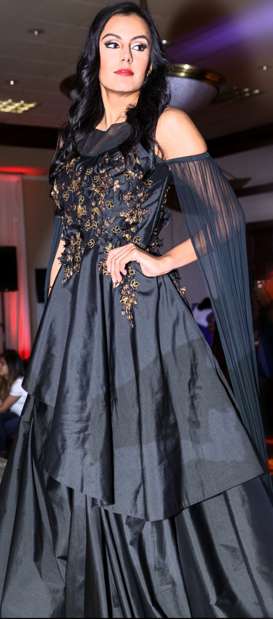 Gorgeous Black Color Faux Blooming Georgette Trendy Gown. | Swetvastra