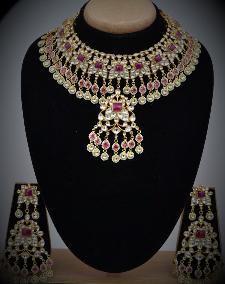 Ruby Red Kundan Choker Set - Made to order only